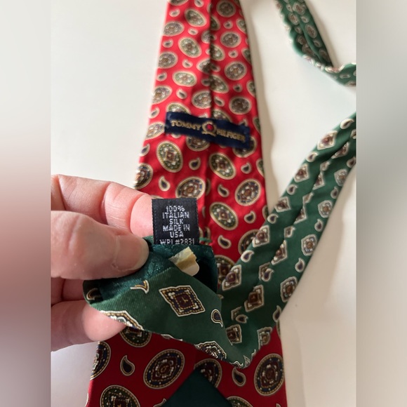Tommy Hilfiger silk tie red and green‎ - Picture 2 of 3
